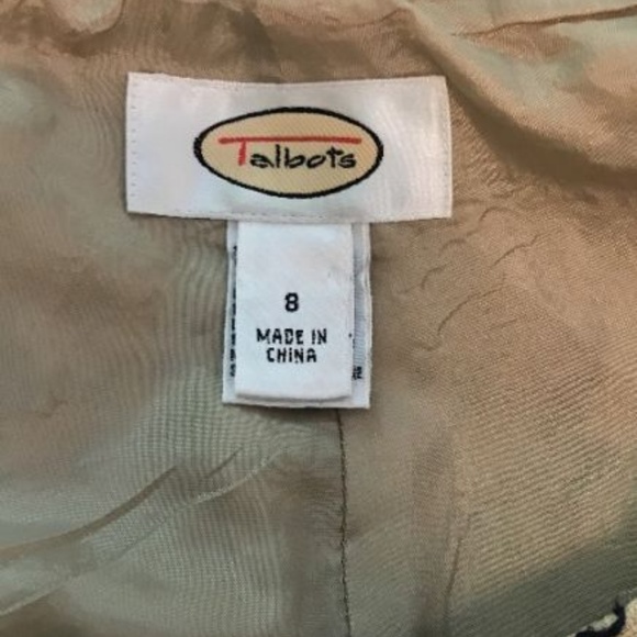 Talbots Lined Navy Embroidered Beige Linen Blend - Picture 4 of 4